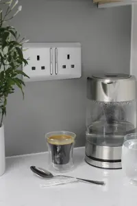 Trendiswitch BRUSHED STEEL 2 Gang Long Switched Socket