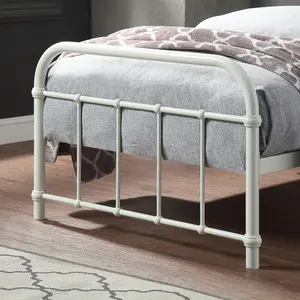 Tewin Vintage Hospital Style White Single Metal Bed Frame