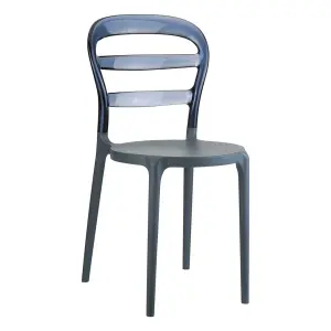 Tribi Stacking Chair - Dark Grey/ Smoke Grey Transparent