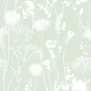 Catherine Lansfield Green Floral Pearl effect Embossed Wallpaper