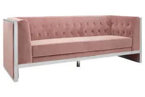 Interiors by Premier Vogue 3 Seat Pink Velvet Sofa