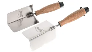 Toolty Corner Lining Internal and External Angled Trowel with Cork Handle Set 2PCS 120x75mm Stainless Steel for Plastering DIY