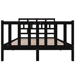 Berkfield Bed Frame Black Solid Wood Pine 140x190 cm