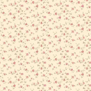 Galerie Miniatures 2 Red Cream Brown Small Rose Trail Smooth Wallpaper