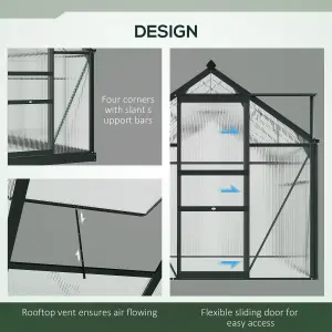 Outsunny 6x10ft Walk-In Polycarbonate Greenhouse Plant Grow Galvanized Aluminium