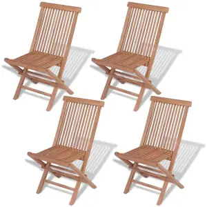 Berkfield Folding Garden Chairs 4 pcs Solid Teak Wood