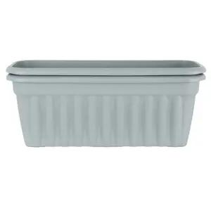 Wham 2x Vista Upcycle Grey Plastic Planter, Extra Large Rectangular Trough (80cm, Pack of 2)