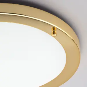 Litecraft Mari Brass 18w Large LED Flush Bathroom Ceiling Light