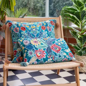 Wylder Adeline Floral Tasselled Feather Rich Cushion