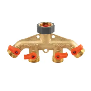 garden outdoor brass 4-way tap splitter /manifold,watering/irrigation