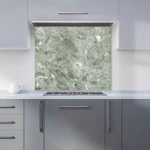 Pale Green Quartz Effect Premium Glass Kitchen Splashback W700mm x H750mm