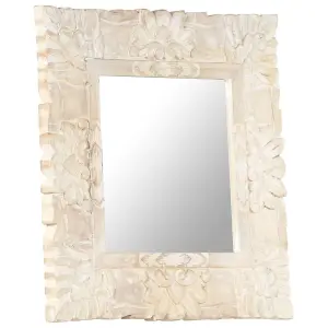 Berkfield Mirror White 50x50 cm Solid Mango Wood