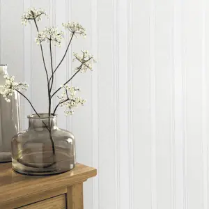 GoodHome Solfia White Glitter effect Striped Textured Wallpaper Sample