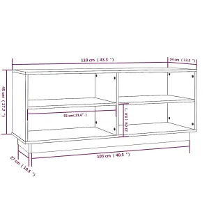 Berkfield Shoe Cabinet Black 110x34x45 cm Solid Wood Pine