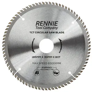 185mm x 80T TCT Circular Wood Saw Blade. Fits Evolution Bosch Makita Ryobi Dewalt Circular Saws Etc