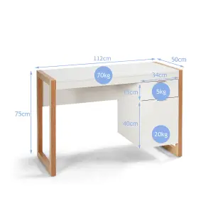 Costway Modern Computer Desk w/ Storage Cabinet & Drawer Home Office Writing Table White