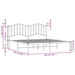 Berkfield Metal Bed Frame with Headboard White 183x213 cm