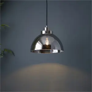 2 PACK Hanging Ceiling Pendant Light - Bright Nickel Plate & Mirrored Glass - 10W LED E27