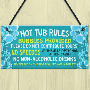 Red Ocean Hot Tub Rules Sign Funny Hot Tub Sign For Garden Hot Tub Accessories Gift For Women Men Garden Signs