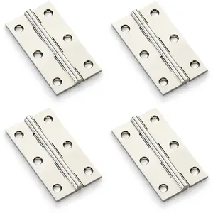 4 PACK - PAIR Solid Brass Cabinet Butt Hinge - 75mm - Polished Nickel Premium Cupboard