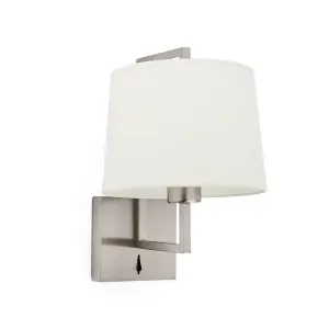 Luminosa Frame Matt Nickel, Beige Shade Wall Lamp