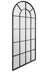 MirrorOutlet Arcus - Black Framed Arched Window Garden Mirror 71" X 33.5" (180 x 85CM)