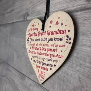 Red Ocean Great Grandma And Grandad Gifts Grandma Gifts For Christmas Handmade Wooden Hanging Heart Plaque Birthday Gift