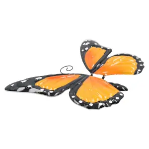 Large 3D Orange Metal  Butterfly Garden/Home Wall Art Ornament 8X24X36cm