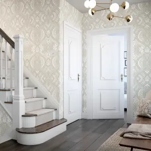 Hoopla Walls Natural Ogee Smooth Matt Wallpaper