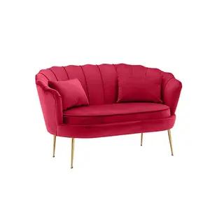 2 Seater Loveseat Small Sofa in Velvet Pink