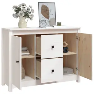 Torres 100Cm 2 Drawer Solid Wood Highboard White