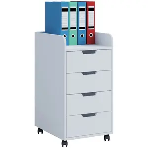 Fordham 40cm Wide 4 -Drawer Mobile Solid Wood File Cabinet White