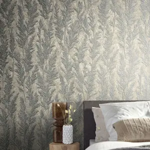 Galerie Natural Opulence Bronze Blue Feathery Tree Wallpaper Roll