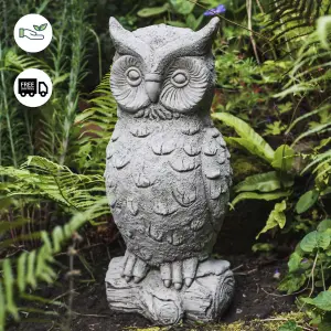 Large Stone Cast Owl Garden Ornament