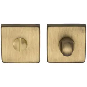 Square Rose Thumbturn & Release Lock - Antique Brass - Bathroom Door WC