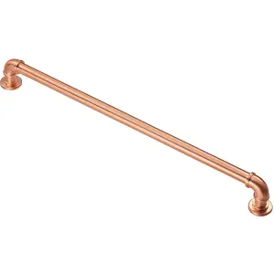 4x Industrial Pipe Design Door Pull Handle 320mm Fixing Centres Satin Copper