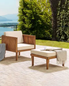 Garden Armchair with Ottoman BARATTI Acacia Wood Light Wood