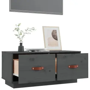 Berkfield TV Cabinet Grey 80x34x35 cm Solid Wood Pine