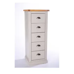 Loreo 5 Drawer Narrow Chest of Drawers Chrome Cup Handle