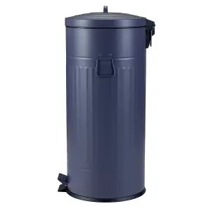 30L Retro Steel Waste Rubbish Kitchen Pedal Bin Dark Blue