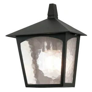 IP23 1 Bulb Half Lantern Wall Light Black LED E27 100W