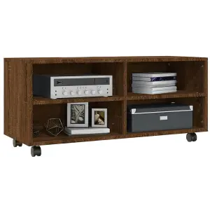 Berkfield TV Cabinet with Castors Brown Oak 90x35x35 cm Engineered Wood