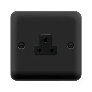 Curved Matt Black 1 Gang 2A Round Pin Socket - Black Trim - SE Home