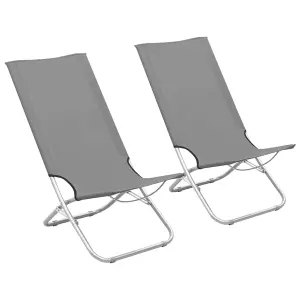 Berkfield Folding Beach Chairs 2 pcs Grey Fabric