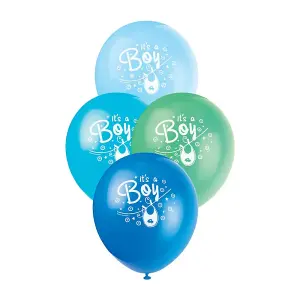 Unique Party Clothesline Its A Boy Latex Baby Shower Balloons (Pack of 8) Multicoloured (One Size)