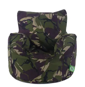 Cotton Green Army Camo Bean Bag Arm Chair Toddler Size