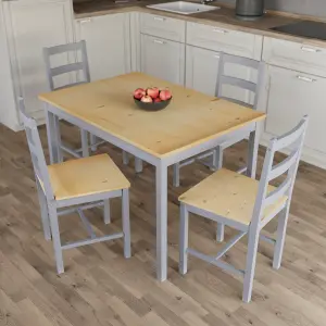 Vida Designs Yorkshire 4 Seater Dining Set, Grey & Pine