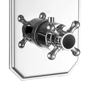 ENKI Regent Chrome Black Traditional Crosshead Single Outlet Brass Thermostatic Twin Shower Valve TSV031