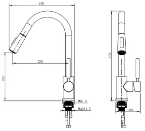 Aquarius TrueCook Series 93 Black Pull Out Single Lever Kitchen Mixer Tap