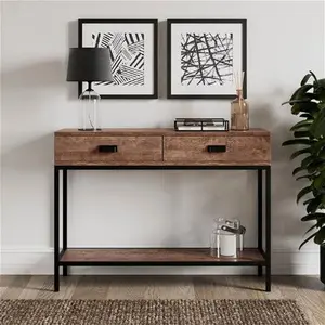 Dunelm Fulton Console Table Pine, Industrial, Medium Wood, Fulton Pine